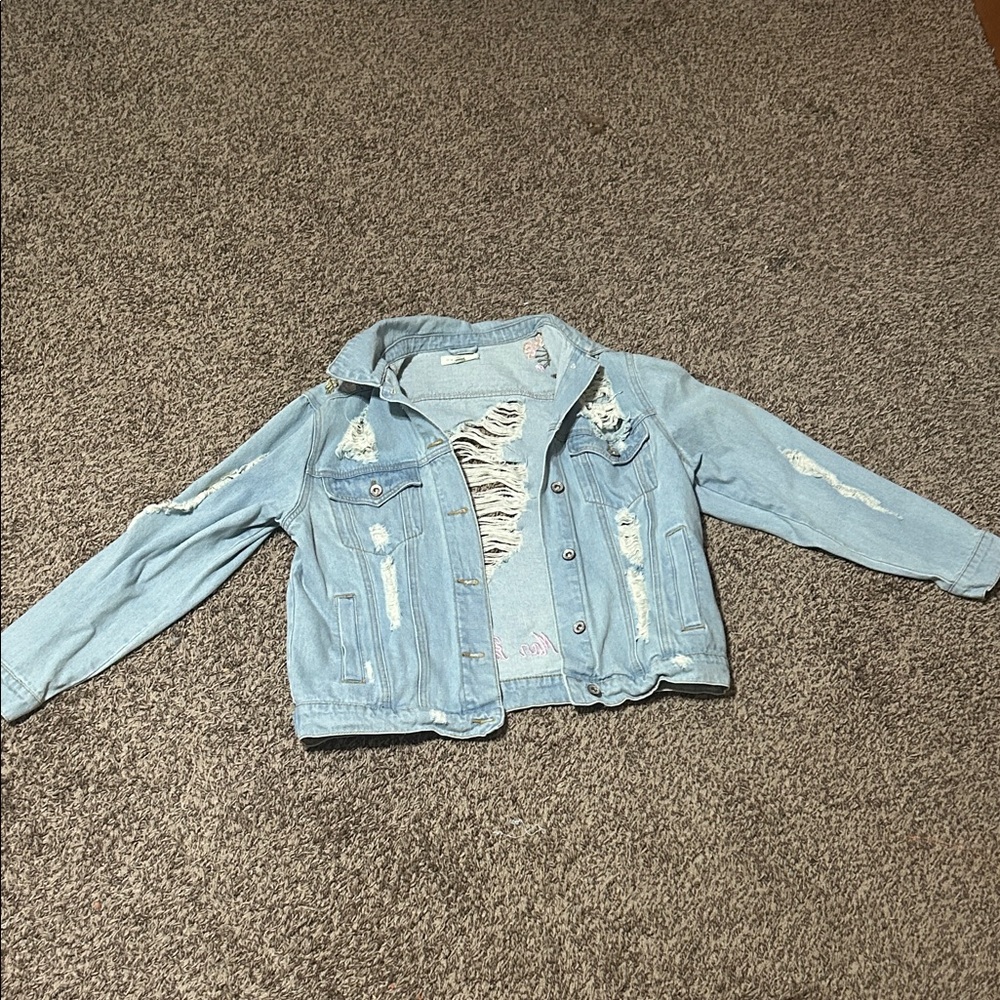 Light Blue Embroidered Denim Jacket